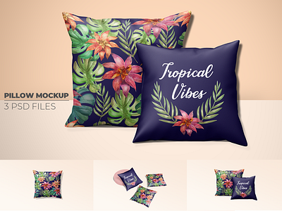 Silk cushion/pillow cover mockup set.