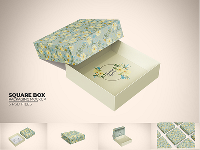 Square Box Packaging Mockup