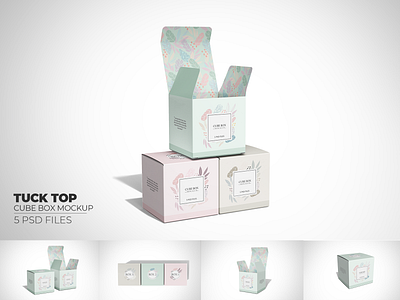 Tuck Top Cube Box Mockup box mockup branding candle cube box mockup packaging