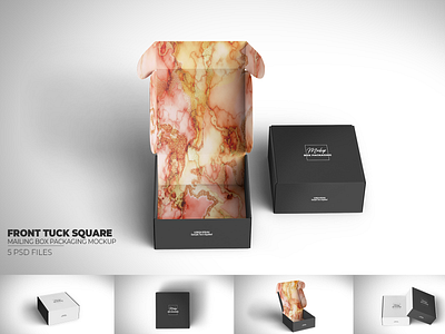 Front tuck square mailing box mockup. box mockup branding mockup packaging mockup square box
