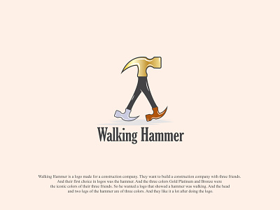 Walking Hammer Creative Minimalist Logo Design brand constructionlogo creative logo design logo logo concept logo design logo designer logo maker minimal logo minimal logo design walking hammer