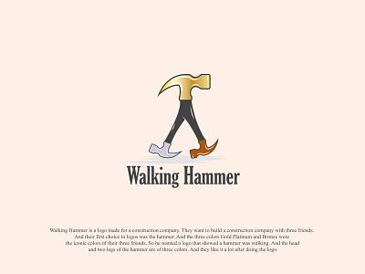 Walking Hammer Creative Minimalist Logo Design