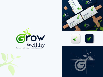 Grow Wellthy creative modern minimalist logo abstract logo asset logo brand creative logo design flat logo grow logo design grow logo ideas grow wellthy health logo design logo logo concept logo design logo designer logo maker minimal logo minimalist logo modern logo nutrition and health logo unique logo