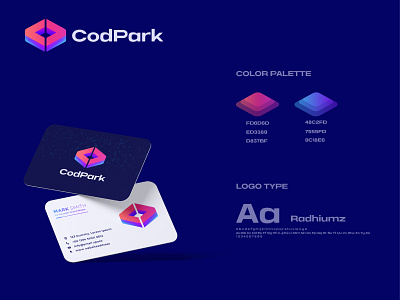 Codpark, Coding logo, Modern tech logo design