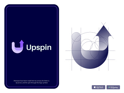 Upspin logo design a b c d e f g h i j k l m n brand branding brandmark design icon identity letter logo logo logo design logo designer logotype mark minimal monogram print symbol typography uparrow upspin