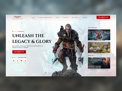 Assassin's Creed Valhalla Landing Page Concept dark design gaming graphic design landing north trending ui valhalla web web design