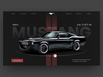 60's Mustang Web Concept black car dark dark theme figma graphic design trending ui
