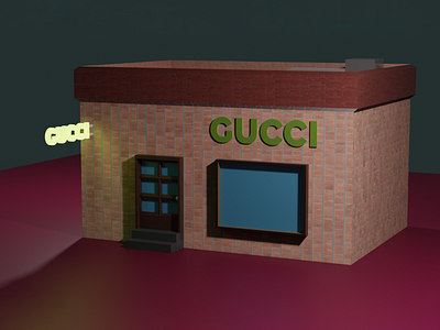 3D Low Poly Shop Concept 3d ar black dark gucci illustration new normal 3d pink shop vr