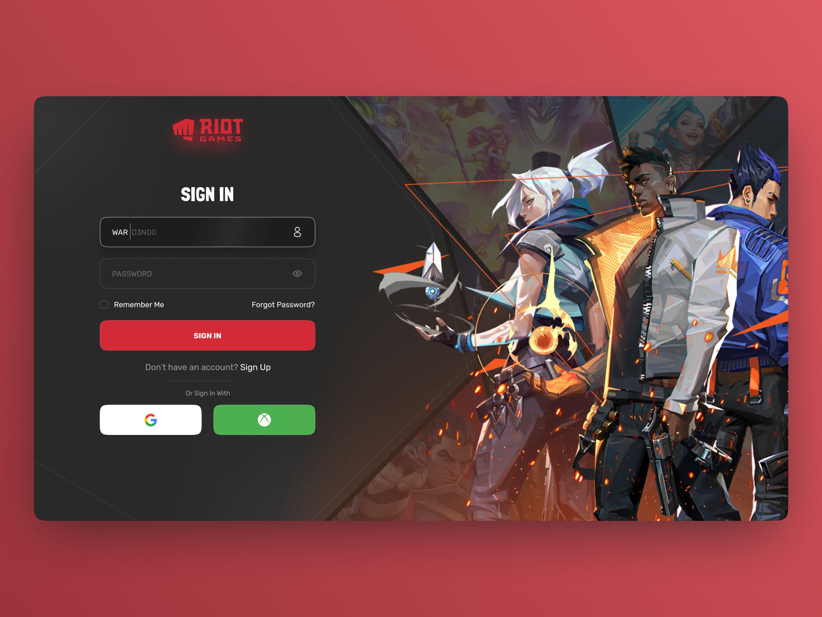 Riot Games Phoenix Sign-up Screen by Sakthi Ram on Dribbble