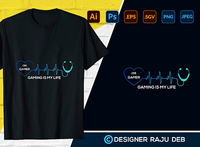 Gaming T-shirt Design branding branding design design gaming t shirt design graphic design illustrator tshirt tshirtdesign vector