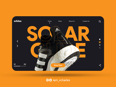 Adidas (Solar Glide) Sneakers Landing Page UI Design adidas brand brand design design illustration landing page design mobile app design ui uiux user interface design ux vector web design