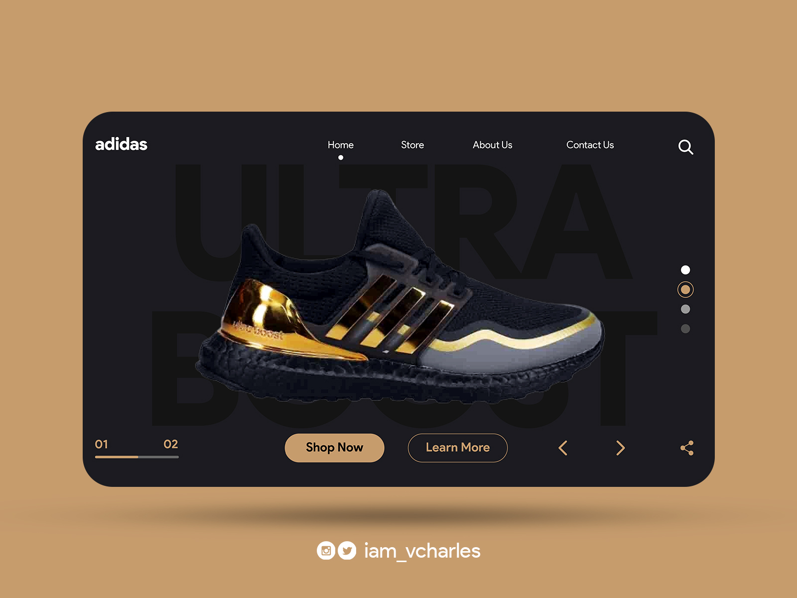 Adidas (Ultra Boost) Sneakers Landing Page UI by on