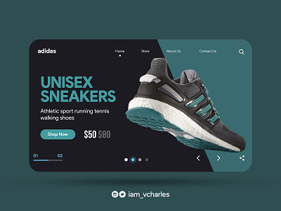 Adidas Unisex Sneakers Landing Page UI Design