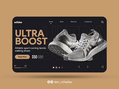 Adidas (Ultra Boost) Sneakers Landing Page UI Design