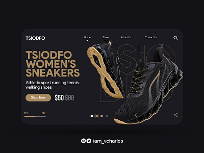 Tsiodfo Sneakers Landing Page UI Design brand brand design branding design graphic design illustration landing page design sneakers landing page design ui uiux ux vector web design