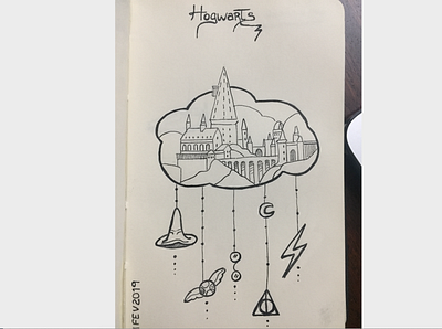 Hogwarts black white blackandwhite design draw harrypotter hogwarts illustration ink