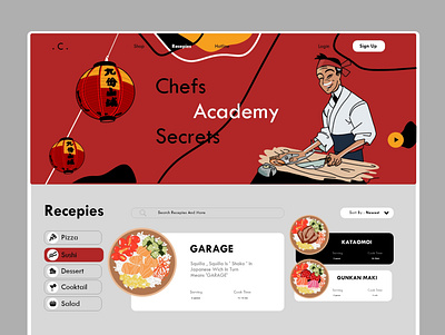 Cooking Time app chef cook cooking dashboad dashboard design design homepage illustrator logo recipe recipes sushi task ui ux vector web app web design website