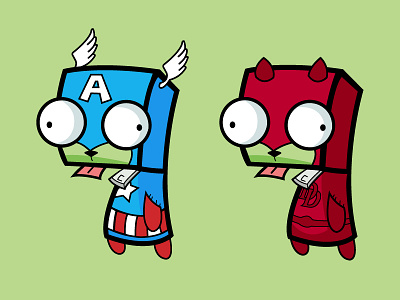 Super Hero Gir captain america cartoon character comics daredevil debut drawing gir illustration invader zim super hero vector