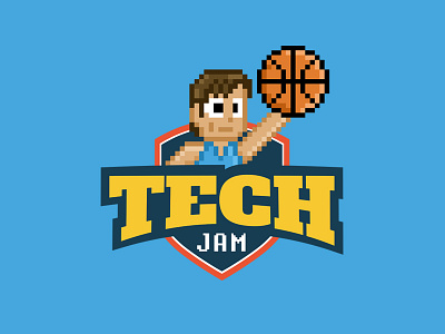 ihTechJam basketball branding illustration logo pixel pixel art retro game startup tech