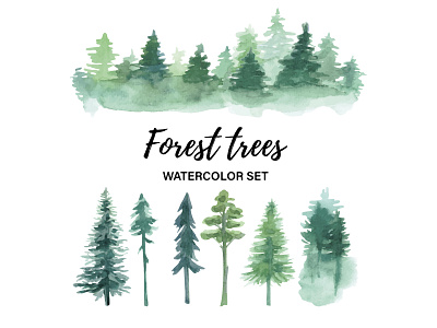 Watercolor forest set