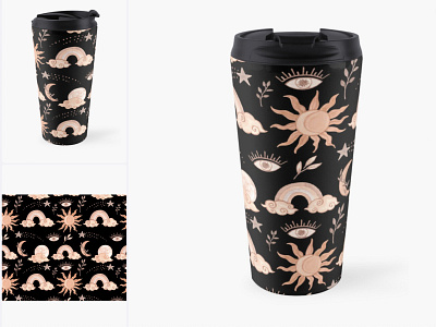 Magic pattern for Travel Coffee Mug boho graphic design mug pattern sky sun travel mug
