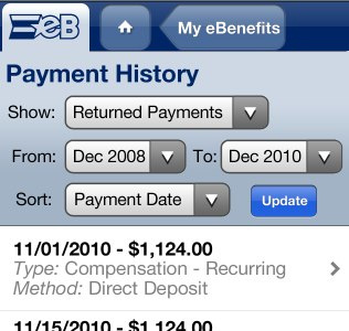 eBenefits Mobile Interface forms gubmint mobile mobile web