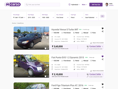 Used Car Listing Page