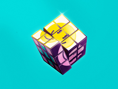Rubics Cube abstract art color creative design digital drawing emoji illustration print retro rubic textures vector