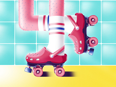 RollerCrocks adobe art color creative design detail digital drawing illustration inspiration rollerskates texture vector