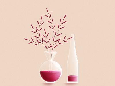 Wine art bottle branch color composition creative design digital drawing graphic design illustration texture vase vector wine