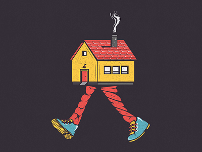 Walking house abstract adobe art color creative detail digital drawing graphic design house illustration type typography vector vintage