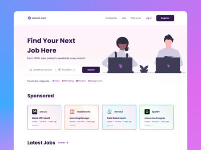 Job Hunting Website Redesign design illustration product design ui ux website