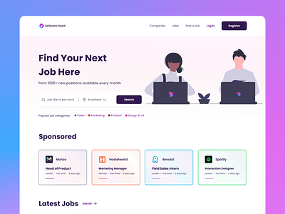 Job Hunting Website Redesign design illustration product design ui ux website