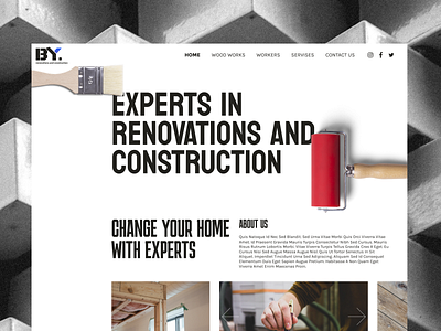 Ui/Ux web page for renovation & construction company app branding design figma flat graphic design illustration logo minimal ui web