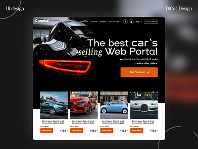 The car selling Web Portal Ui hero page design app auto branding car design figma flat graphic design hero page illustration logo minimal ui uiux web