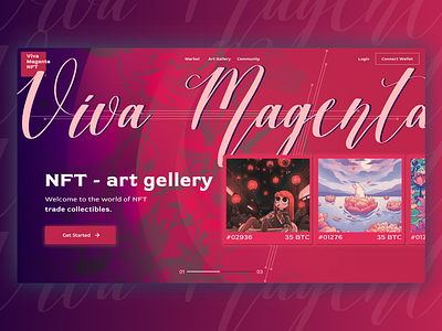 NFT - art gellery hero page Ui Design Viva Magenta design idea