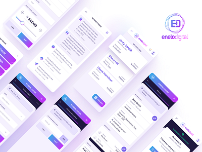 Enelo Digital Funeral Covers App Design animation app design covers experience form forms funeral gradient prototype purple simple