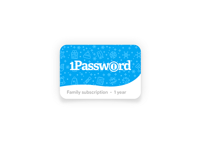 1Password Giftcard Redesigned 1password card christmas flat gift card gift certificate gift voucher present voucher