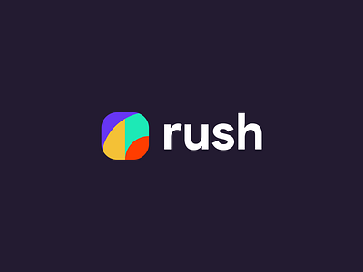 rush - Logo abstract app icon brand brand design colorful flat geometric icon illustration lettermark logo logo design logo designer logotype minimal overlap overlay rounded shapes simple