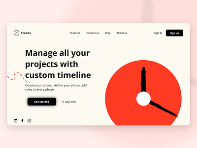 Landing page for project management app