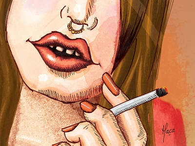 Clope cigarette girl illustration orange