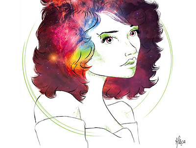 Nebulas // Pleiade girl illustration nebulas night stars woman