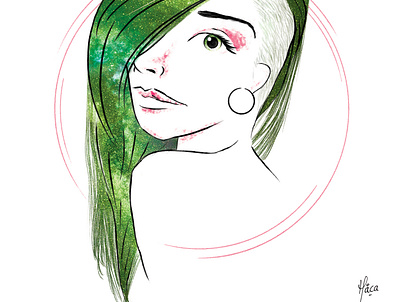 Nebulas // Lyrid girl illustration nebulas portrait stars woman