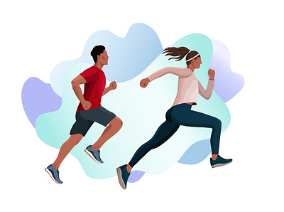 Running design fitness flat design illustration illustrations illustrator man people run runner running running app sport training vector woman
