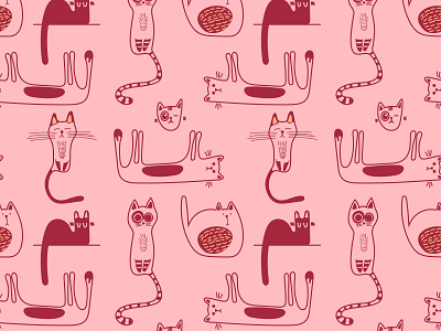 Doodle Cats animal art cat cats childrens illustration cute design doodle illustration illustrations pattern pets vector