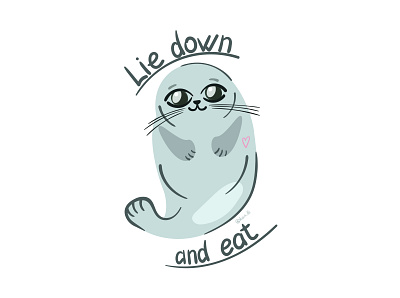 Lie down and eat animal childrens illustration doodle eat happy illustration illustrations illustrator lie down nature relax sea seal sealife wild animal