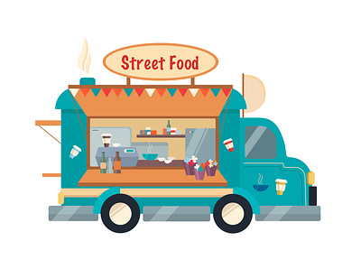 Foodtruck art branding car childrens illustration coffee design eat eating fastfood food foodcar foodtruck illustration illustrations illustrator logo minivan street street food vector