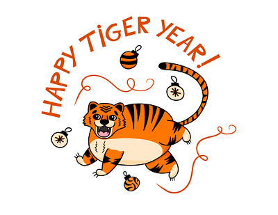 Happy Tiger Year! animal animals art branding cat childrens illustration chinese chinese new year christmas design doodle illustration illustrations illustrator nature new year tiger vector wild winter