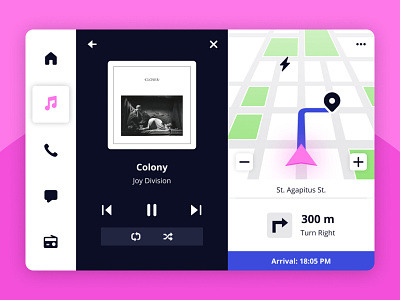 Daily UI 034: Car Interface car car interface daily 100 challenge daily ui daily ui 034 dailyui dailyui 034 dailyuichallenge gps music player ui