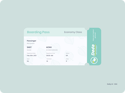 Daily UI 024 - Boarding Pass boarding pass